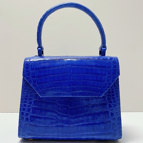 Nancy Gonzalez Handbags - Nancy Gonzalez Electric Cobalt Blue Crocodile Mini Top Handle Bag Colombia